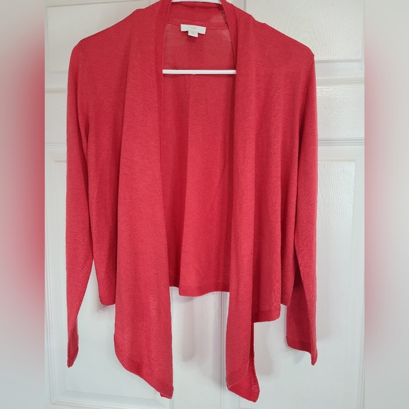 (508) J.Jill Woman's Open Sweater, Size: XS Petite Color: Red - Picture 1 of 16